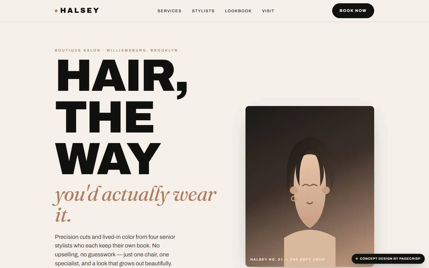 Halsey — concept website design by pagecrisp