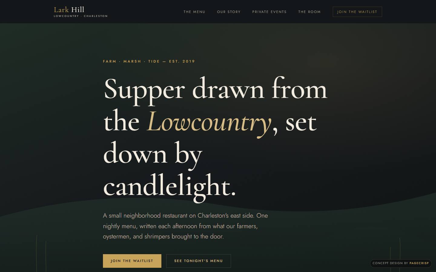 Lark Hill — concept website design by pagecrisp