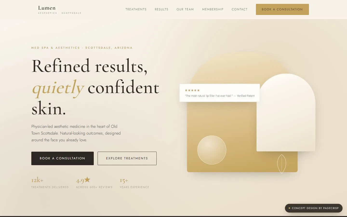 Lumen Aesthetics — concept website design by pagecrisp