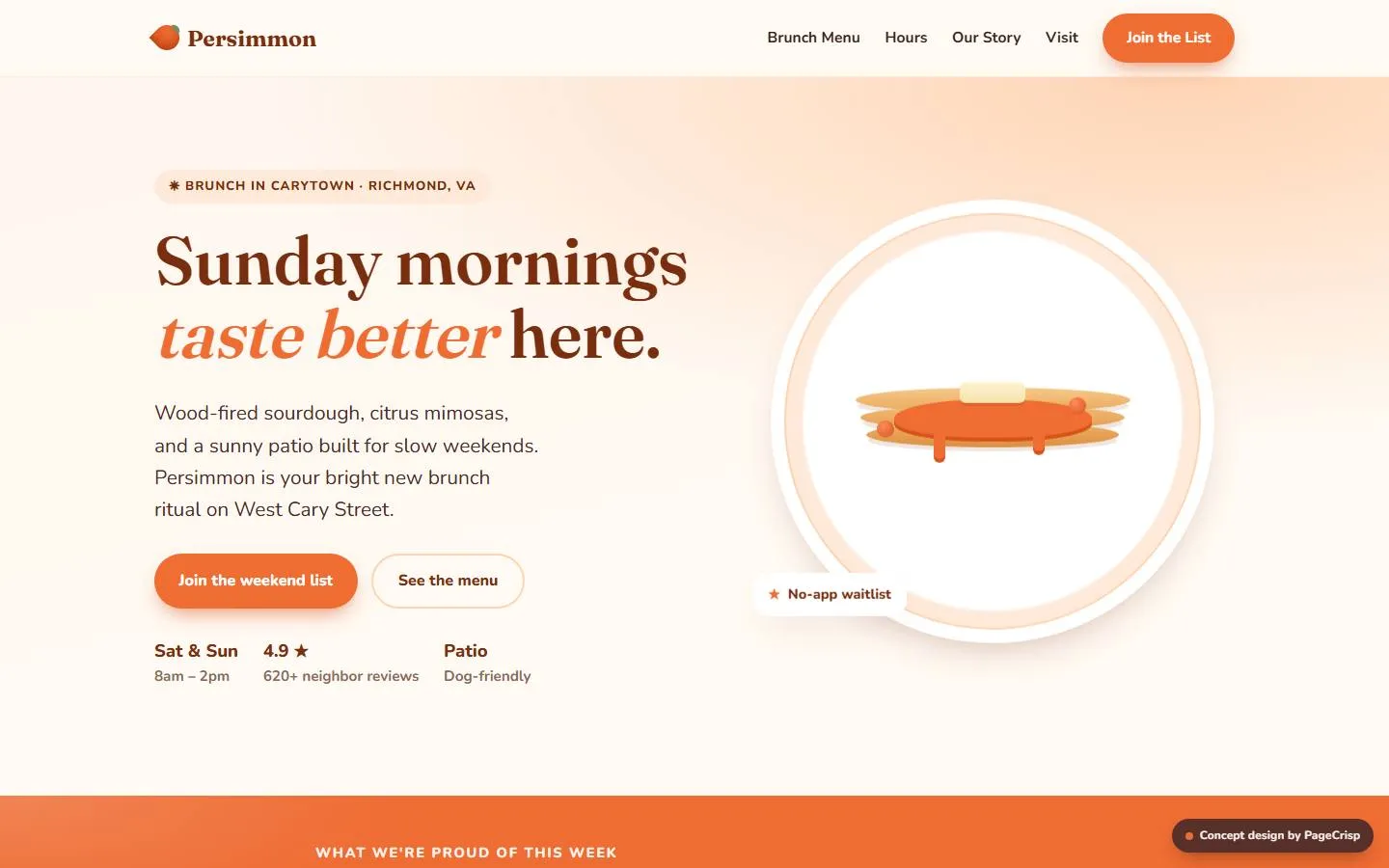 Persimmon Café — concept website design by pagecrisp